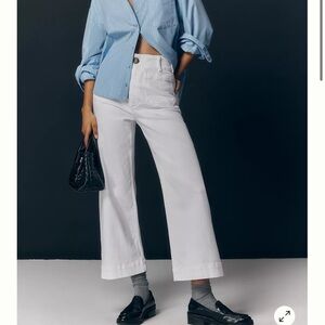 Anthropologie The Colette Crop Wide-Leg White Jeans by Maeve (like new)